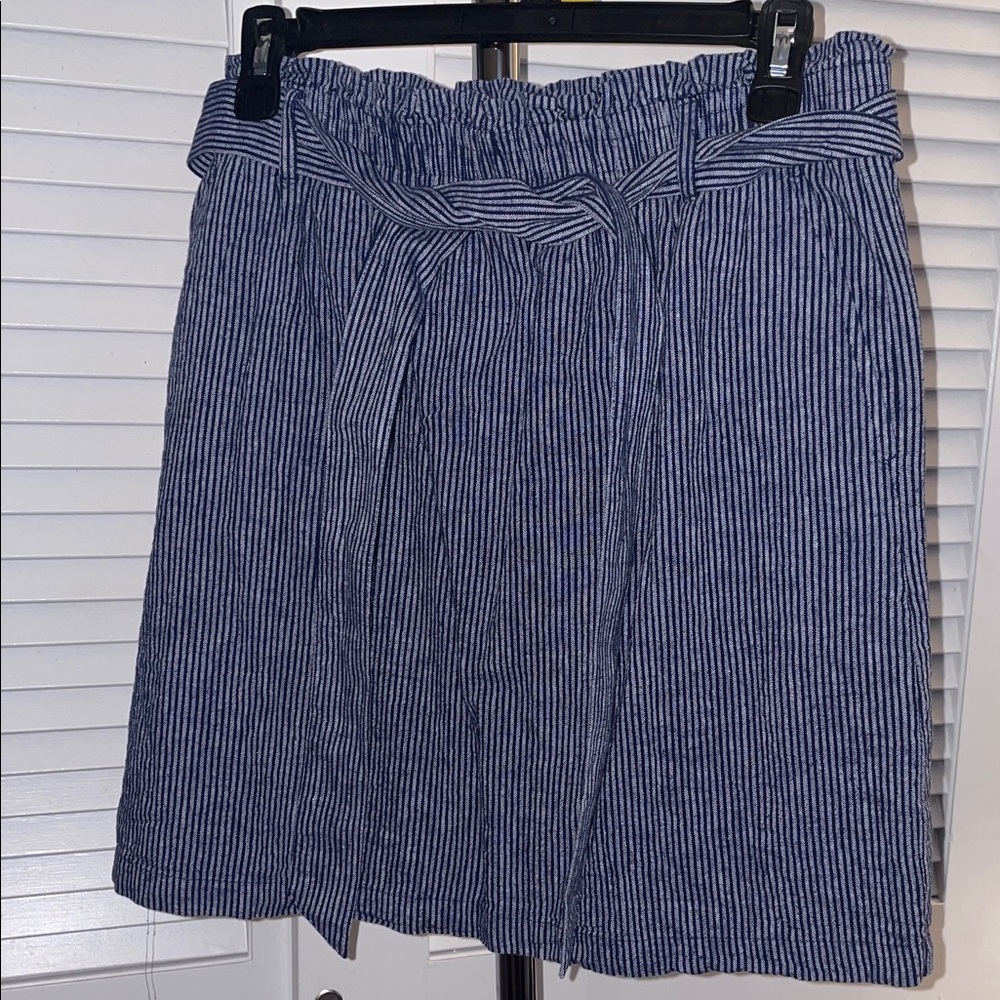 J. Crew Blue and White Striped A-Line Skirt